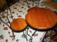 Miniature Victorian Iron & Oak Ice Cream Table With 2 Chairs Primitives photo 2