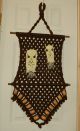 Vintage Owl Macrame Brown Cream Wall Hanging Primitives photo 1