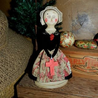 Queen Anne Style Wooden Doll,  Half Doll,  By The Old Wooden Sisters photo