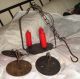 Primitive Wrought Iron Candle Chandelier Vintage Repro,  3 Candles,  41 Primitives photo 3