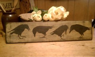 Hand Painted/stenciled Primitive Sign,  Black Crows photo