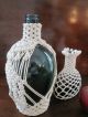 Set Of Two Antique Vintage Macrame Covered Bottles From New England Primitives photo 1
