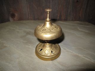 Ornate Country Store Front Desk Bell Antique Brass Flowers photo