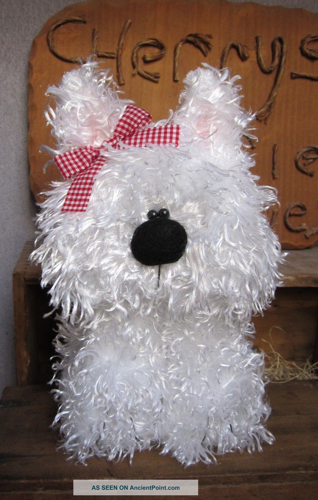 Primitive Christmas Gingham Puppy Doll Bowl Fillers Ornies Primitives photo