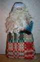 Primitive Christmas Santa Doll Ornie Vintage Woven Coverlet Red Green Holiday Primitives photo 1