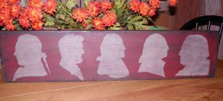 Hand Painted/stenciled Primitive Sign,  Colonial Decor,  Presidents ' Silhouette photo