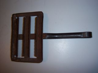 Antique Metal Curry Comb Great Patina On Handle photo