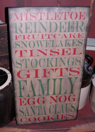 Hand Stenciled Primitive Wood Sign - Christmas photo