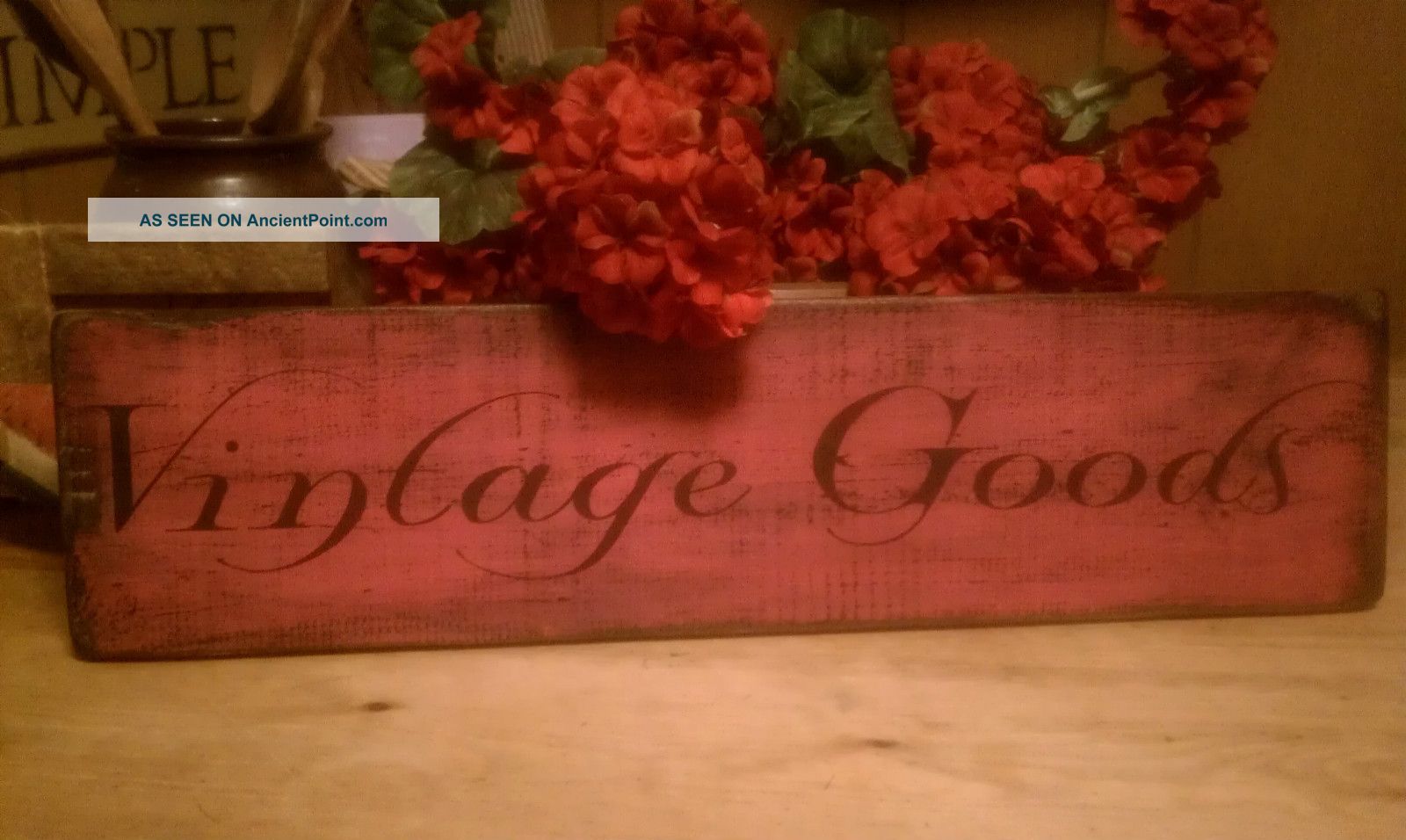 Hand Painted/stenciled Primitive Sign,  Vintage Goods Primitives photo
