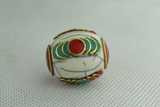 Asian Old Collectibles Decorated Wonderful Handwork Coral Turquoise Bead Aaaaa photo