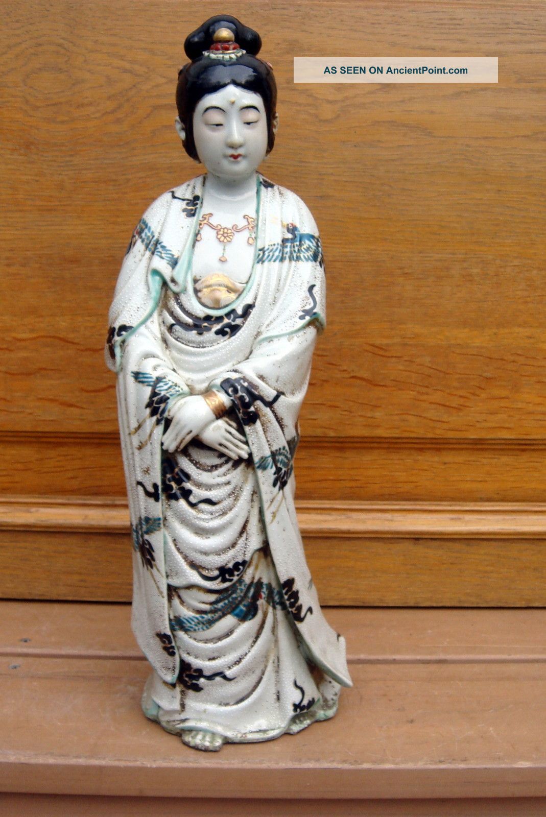 Antique Asian Chinese Qing Dynasty Large Porcelain Statue Kwan Yin Buddha K...