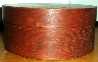 Antique Primitive Pantry Box In Old Red Paint Or Stain Marked With Stamp On Top photo