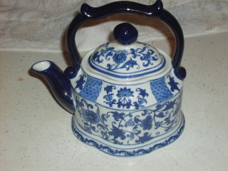 Collectable Antique Cobalt Blue/white Porcelean Teapot photo