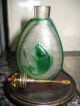 Antique Carved Peking Glass 19th Century Fish Snuff Bottle & Amber Lid Snuff Bottles photo 3