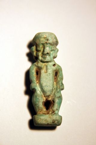 Good Quality Ancient Egyptian Faience Amulet Ptah Seker 30th Dyn photo