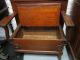 Antique Mirror Hall Tree Oak With 4 Hangers And Seat With Lid For Boot Storage 1900-1950 photo 2