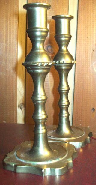Early Antique Deco Solid Brass Candlesticks photo