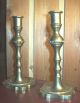 Early Antique Deco Solid Brass Candlesticks Art Deco photo 2