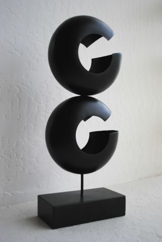 Black Modern Metal Sculpture Art Abstract Mid Century Contemporary Table Decor photo