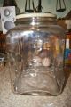 Antique Early Hoosier Style Large Square Jar Store Candy Display Heavy 4 Qt Jars photo 2