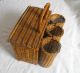 Vintage French Picnic Basket In Woven Willow Primitives photo 3