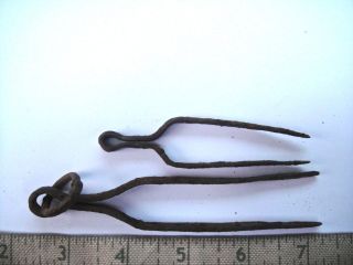 2 Large Roman Iron Tweezers In Medicine photo