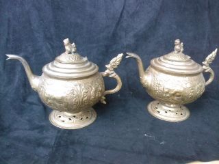 Old Antique Teapot Or Kettle Singha Closer Animals Figure Hand Craft Rare photo