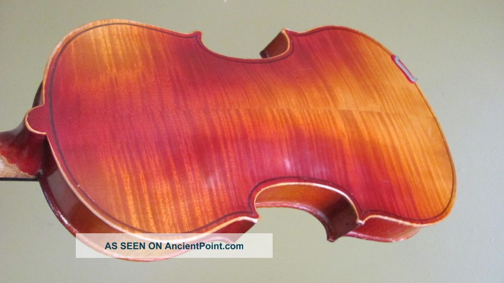 Antique Antonius Stradivarius German 4/4 Violin & 2 Bows Tiger Maple Back String photo