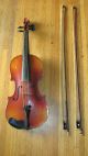 Antique Antonius Stradivarius German 4/4 Violin & 2 Bows Tiger Maple Back String photo 2