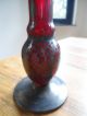 Antique Art Deco Nouveau Lovely Little Cranberry Overlay Art Glass Vase Vases photo 2