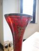 Antique Art Deco Nouveau Lovely Little Cranberry Overlay Art Glass Vase Vases photo 4