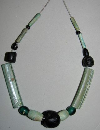 Ancient Egyptian Faience Tube Beads,  Teal,  Rim Glass Philip Mitry Collection photo