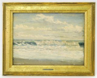 Walter Andrews Pennsylvania Artist Nautical Seascape Painting Gold Gilt Frame photo
