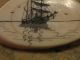 Vintage Antique Signed Faux Ivory Scrimshaw Pin W/ Ship Scrimshaws photo 4