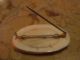 Vintage Antique Signed Faux Ivory Scrimshaw Pin W/ Ship Scrimshaws photo 5