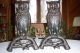 Vintage & Antique Cast Iron Owl Andirons With Glowing Eyes 407e Hearth Ware photo 5