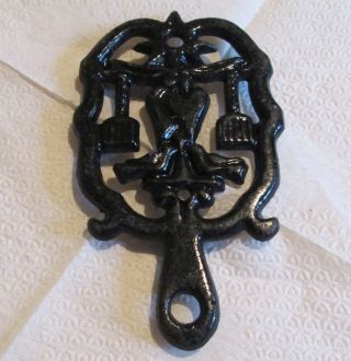 Vintage Cast Iron Metal Dutch Milk Maid Trivet Mt - 5 Great Collectible Or To Use photo