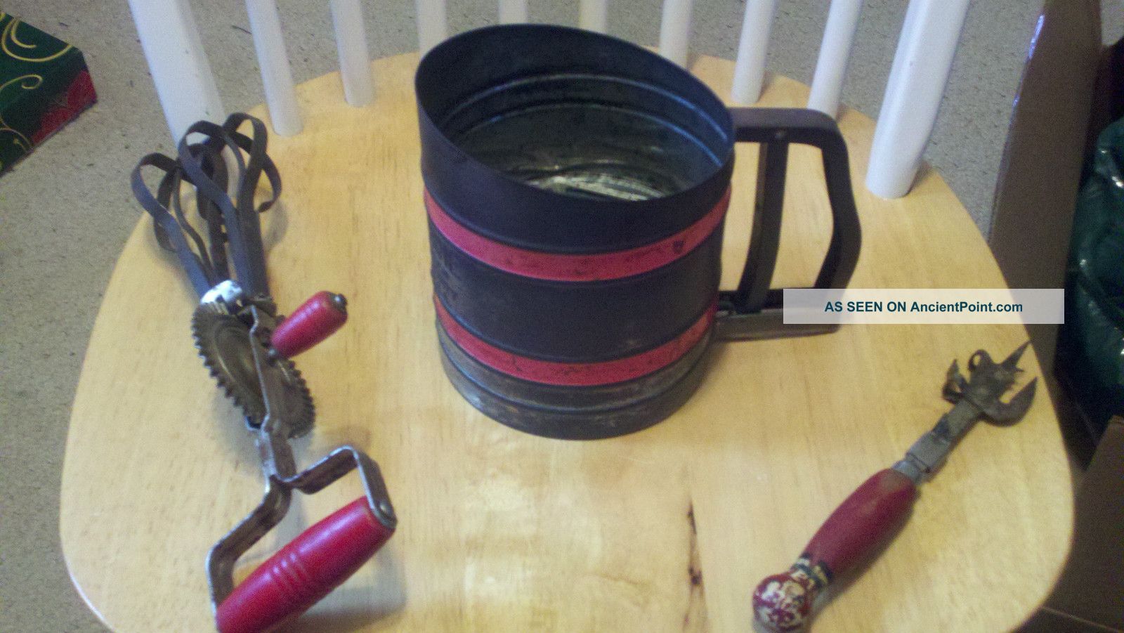 Antique Flour Sifter,  And Mixer,  And Can Opener Other photo