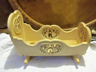 Gorgeous Vintage Handmade Ornate Cradle 4 Sided Scene Estate Find photo