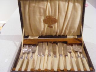 Antique Finest Finish Epns Silver Plated Made In Engalnd Fish Knife & Fork Set photo