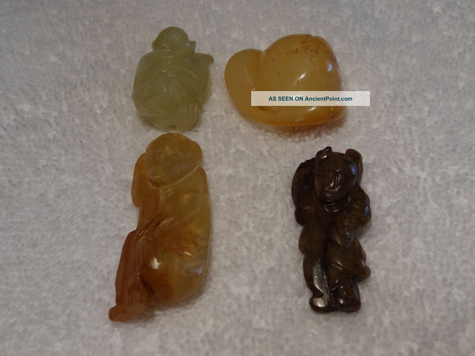 4 Antique Chinese Jade Pendants,  Largest Is 2 