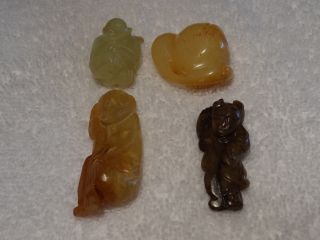 4 Antique Chinese Jade Pendants,  Largest Is 2 