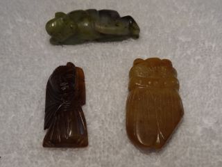 3 Antique Chinese Jade Pendants,  Largest Is 2 