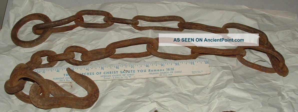 Vintage Forged Steel Chain And Hook Primitives photo