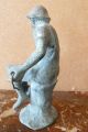Antique Seated Bronze Figurine Mars? Roman? Bronze Antiquity Mask Statue Bc Ad Roman photo 2