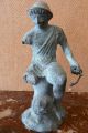 Antique Seated Bronze Figurine Mars? Roman? Bronze Antiquity Mask Statue Bc Ad Roman photo 6