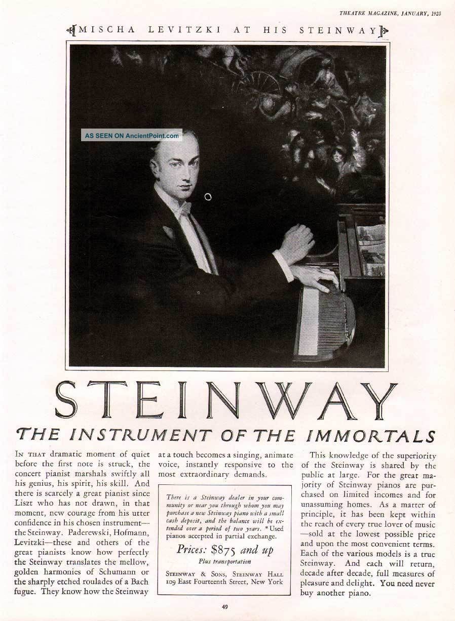 Fp 1925 Stienway Piano Mischa Levitzki Portrait Theatre Ad Keyboard photo