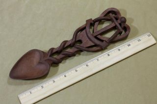 Antique Hand Carved Folk Art Heart & Anchor Sailor’s Valentine Spoon Nr photo
