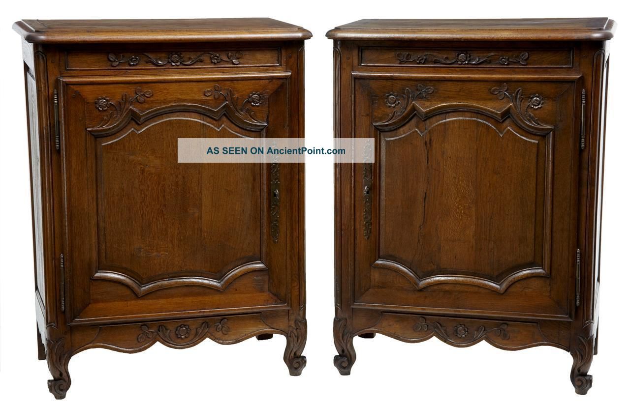 Pair Of 19th Century Antique French Oak Provincial Cabinets 1800-1899 photo