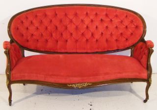 Good Quality Antique Mahogany & Brass Mounted Settee photo